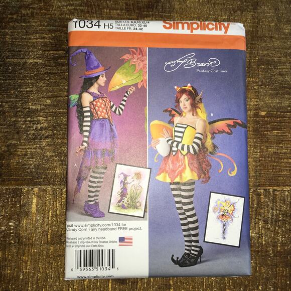 Simplicity Sewing Pattern 1034 Fantasy Fairy Costume Cosplay Candy 6-14 UNCUT - Picture 1 of 2